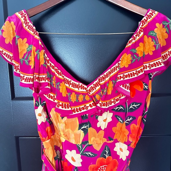 FARM Rio Pink Flowers Tapestry Mini Dress Small - Picture 10 of 11